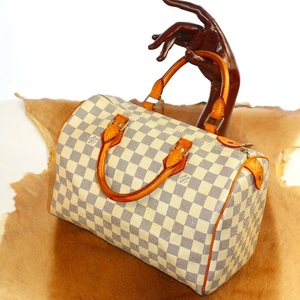 Louis Vuitton Vintage Damier Azur Speedy 30 Satchel